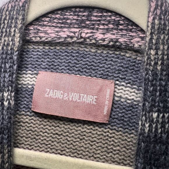 Zadig Voltaire Duster Cardigan Womens M 100% Cashmere Slouchy Chunky Grunge - Picture 4 of 6